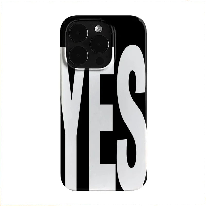 Personalized Yes No Art Phone Case Black White for iPhone