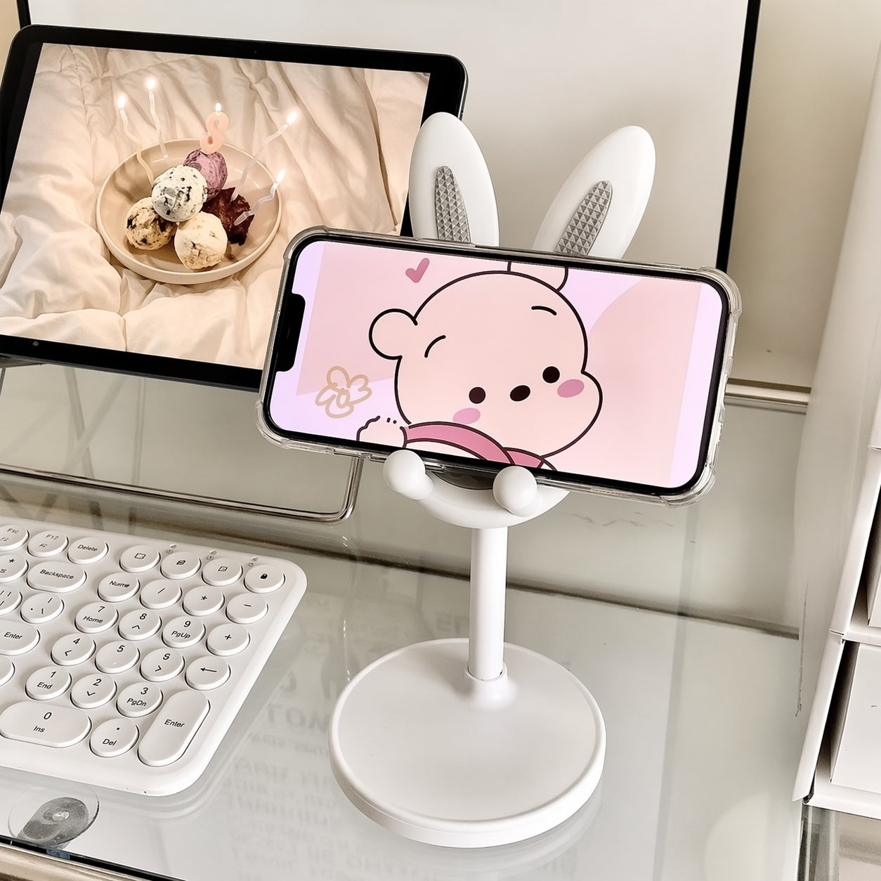 Bunny Phone Stand Adjustable Desktop Holder For Video Selfie