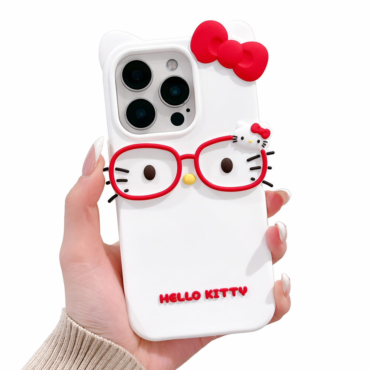 3D Cat Silicone Phone Case For iPhone Cute Glasses Design
