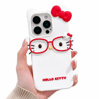 3D Cat Silicone Phone Case For iPhone Cute Glasses Design