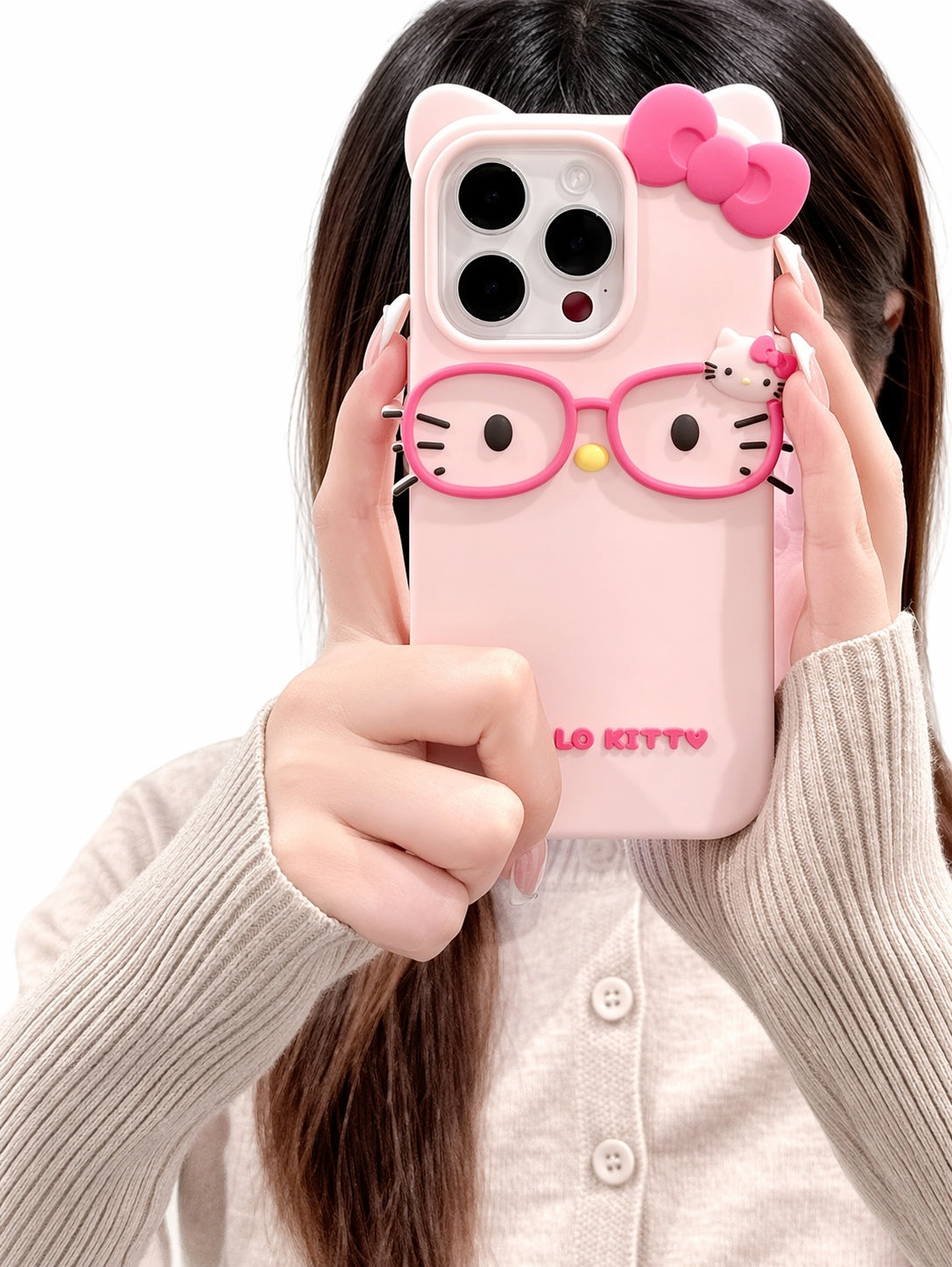 3D Cat Silicone Phone Case For iPhone Cute Glasses Design