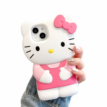 Bowknot Kitty Cat 3D Silicone Phone Case For iPhone
