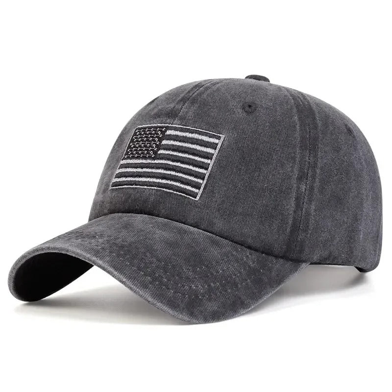 USA Flag Washed Cap Adjustable Casual Hat