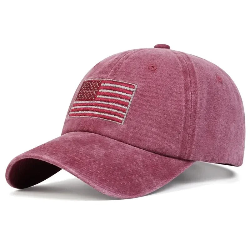 USA Flag Washed Cap Adjustable Casual Hat