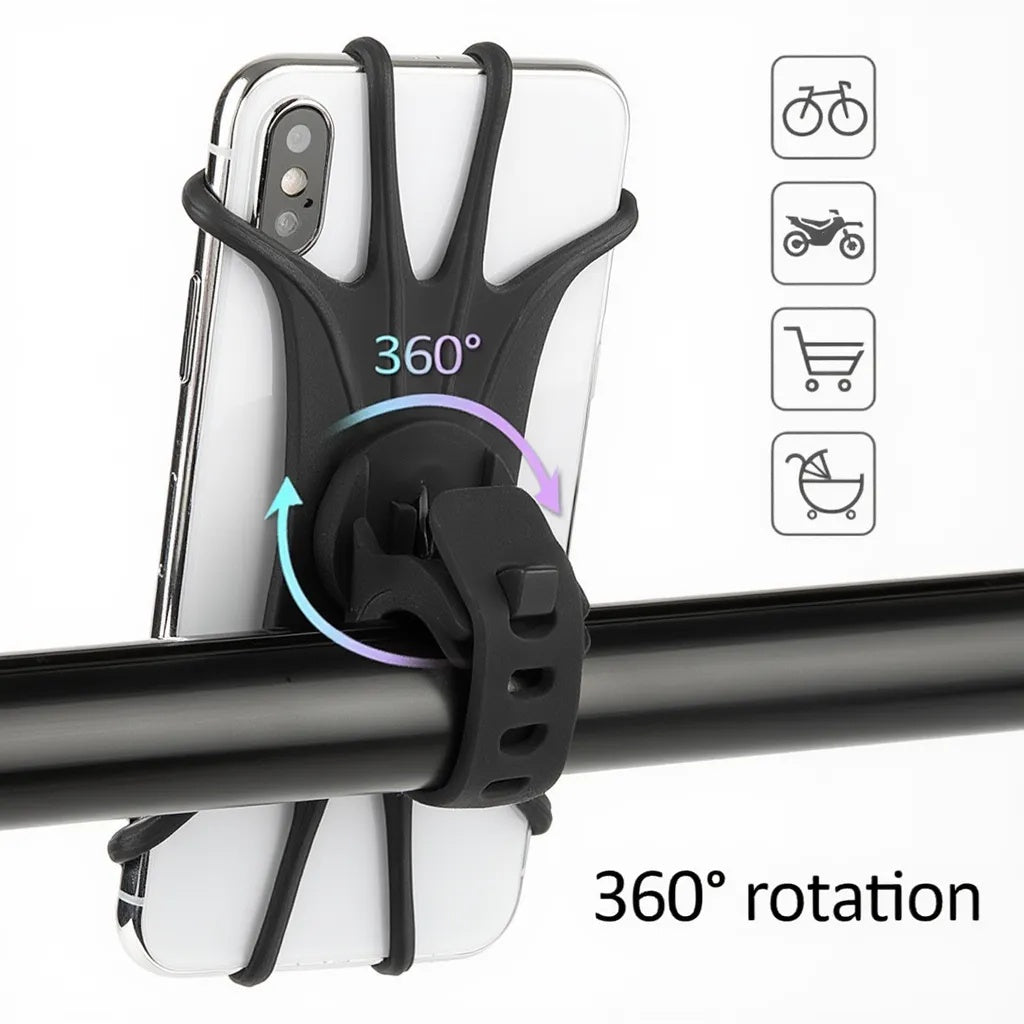 Universal Phone Holder Bike Mount 360 Rotation Silicone Clip