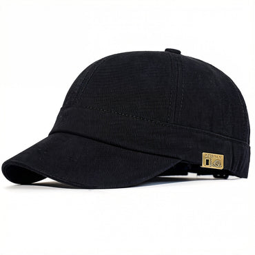 Short Brim Cotton Baseball Cap Vintage Dad Hat